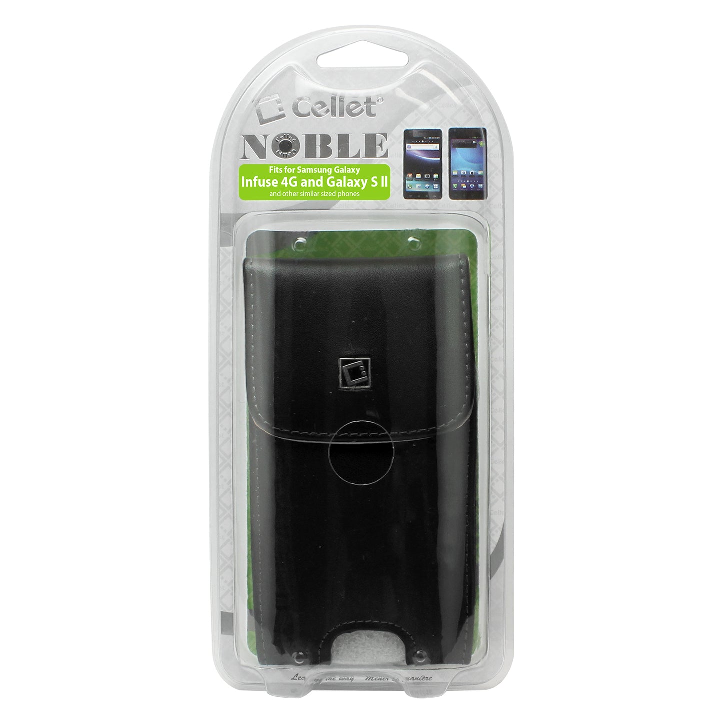 NOBLVS - Cellet Black Vertical Noble Case with Cellet Removable Spring Clip For Samsung Infuse 4G & Galaxy S2