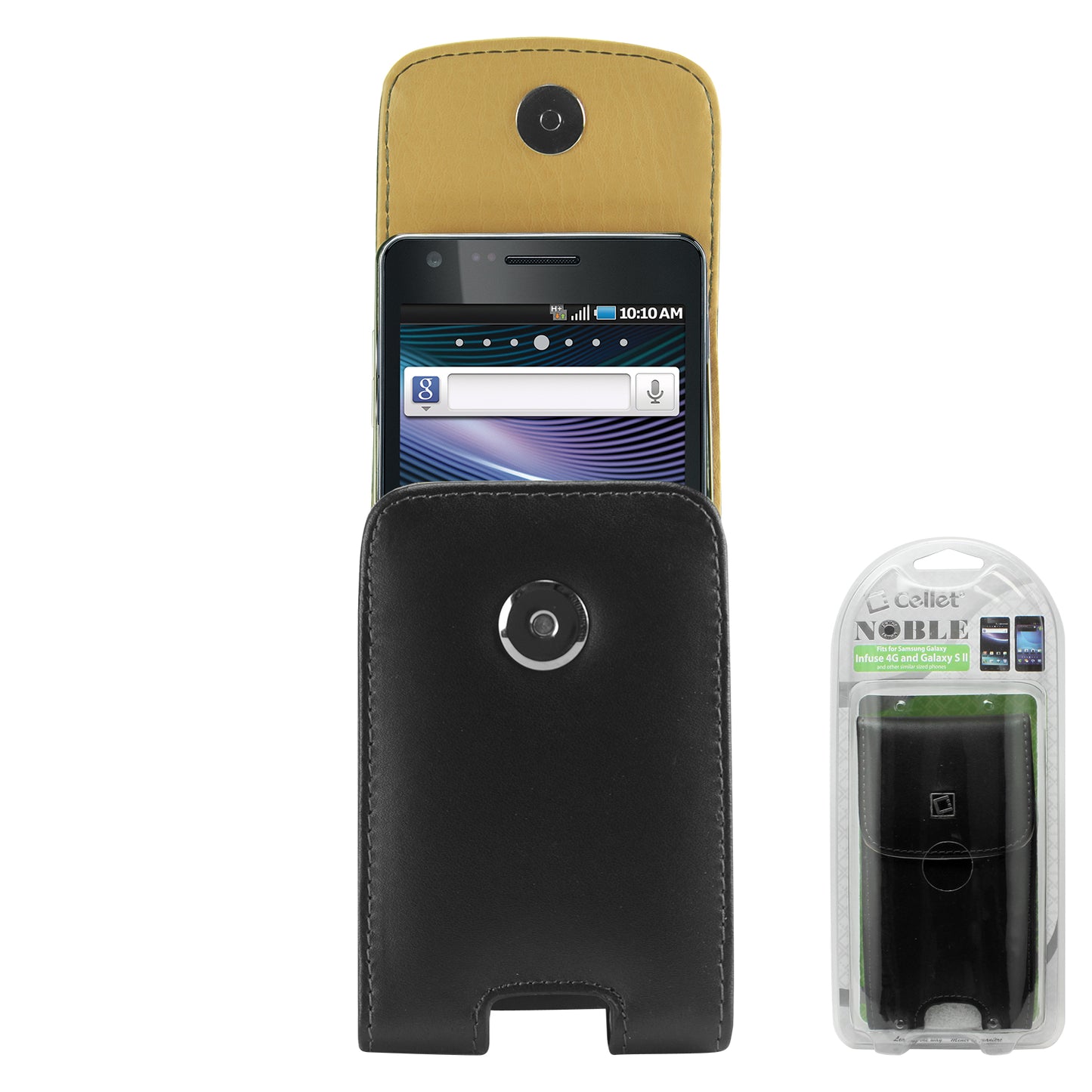 NOBLVS - Cellet Black Vertical Noble Case with Cellet Removable Spring Clip For Samsung Infuse 4G & Galaxy S2