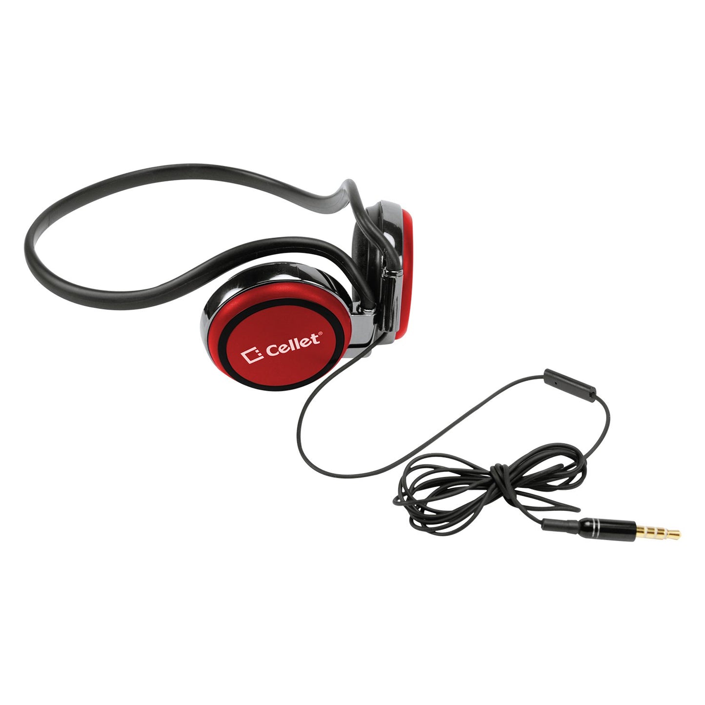 EP3560RD - Cellet Red 3.5mm Stereo Neckband Earhook Hands Free Headset with Microphone (on & off switch)