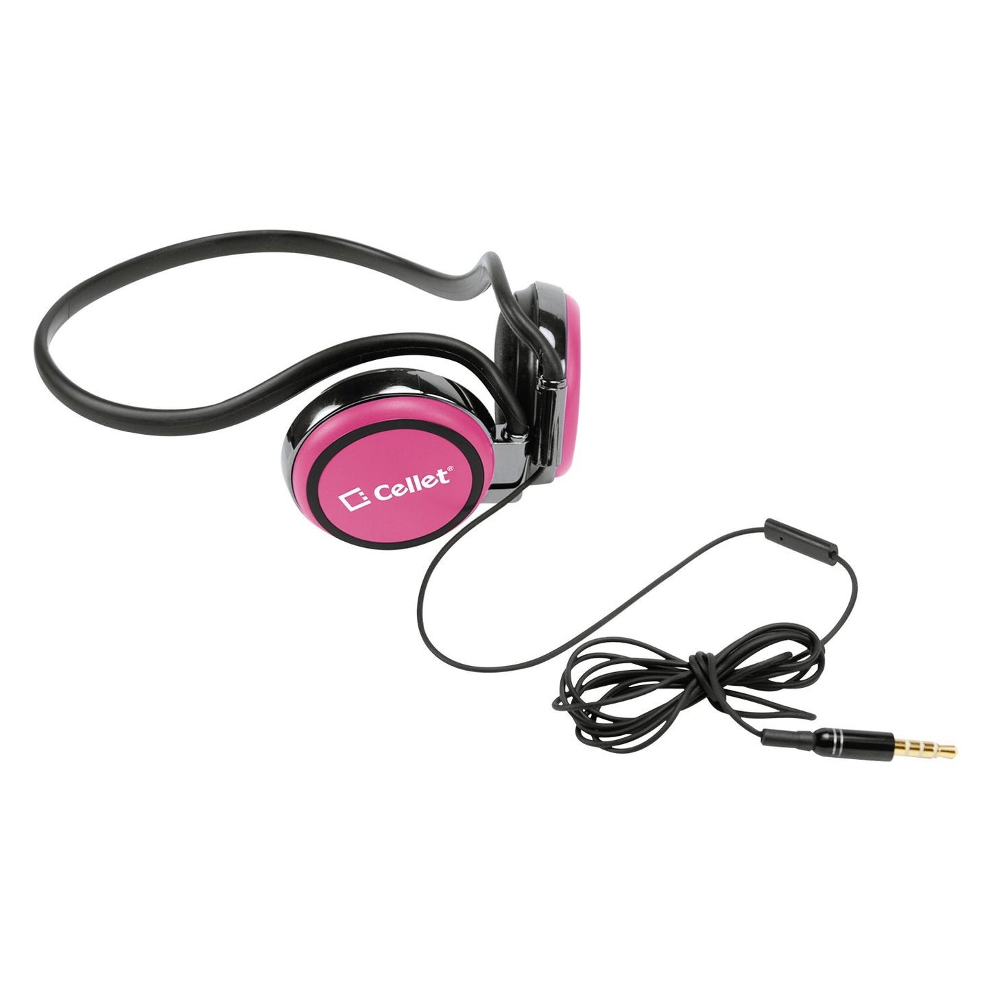 EP3560PK - Cellet Pink 3.5mm Stereo Neckband Earhook Hands Free Headset with Microphone (on & off switch)