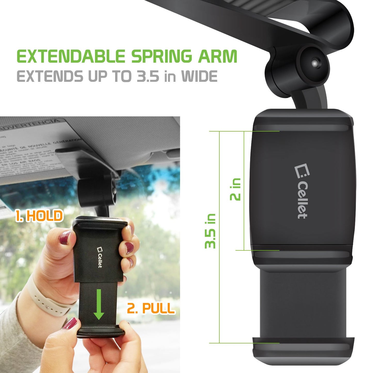 PH700 - Cellet Sun Visor Clip Phone Mount Holder with 360 Degree Rotation iPhone 13 Pro Max, Galaxy S22 and Smartphones