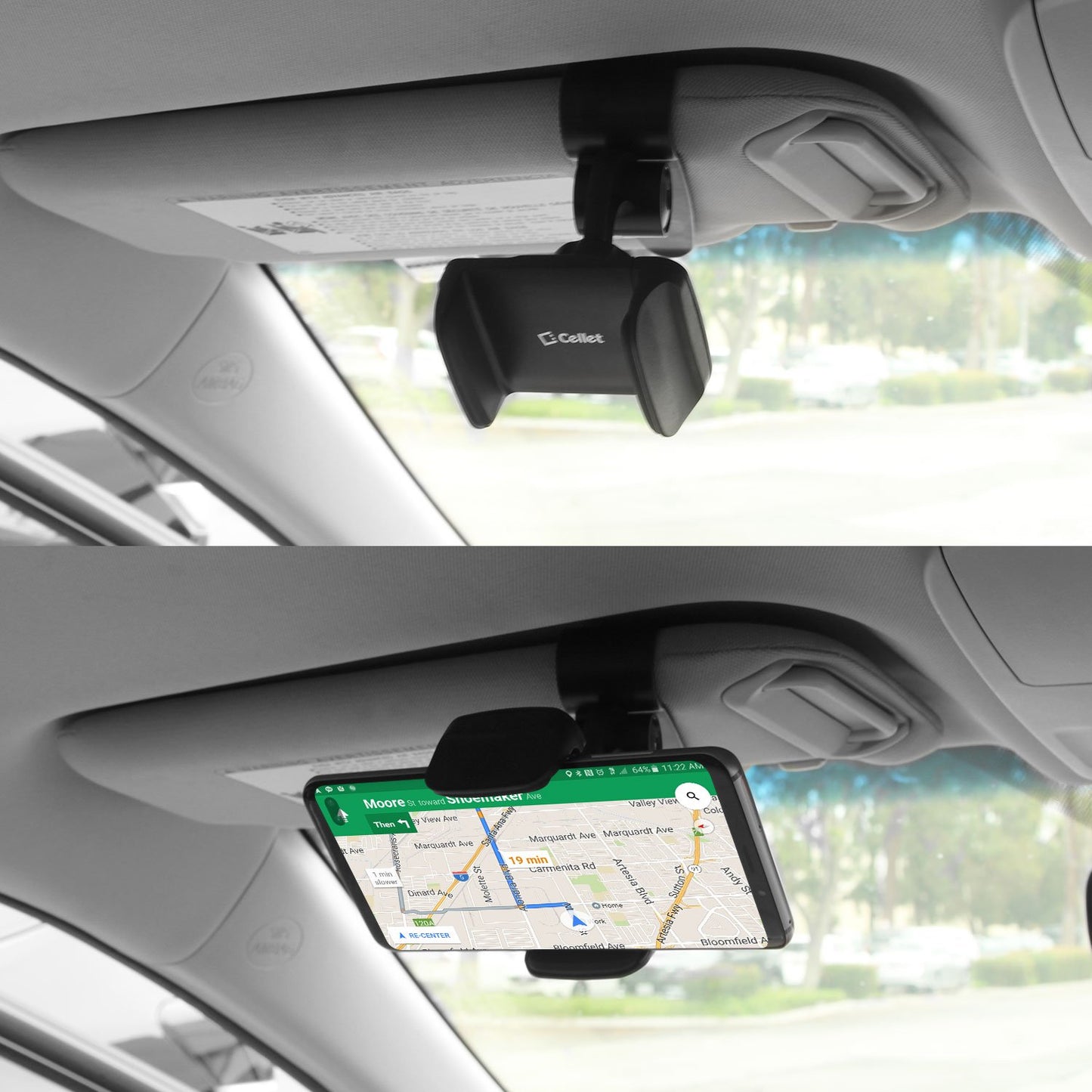 PH700 - Cellet Sun Visor Clip Phone Mount Holder with 360 Degree Rotation iPhone 13 Pro Max, Galaxy S22 and Smartphones