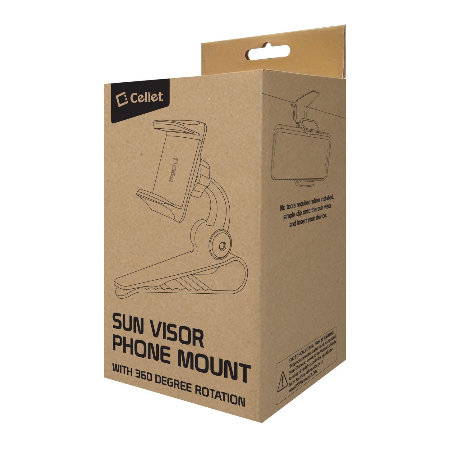 PH700 - Cellet Sun Visor Clip Phone Mount Holder with 360 Degree Rotation iPhone 13 Pro Max, Galaxy S22 and Smartphones