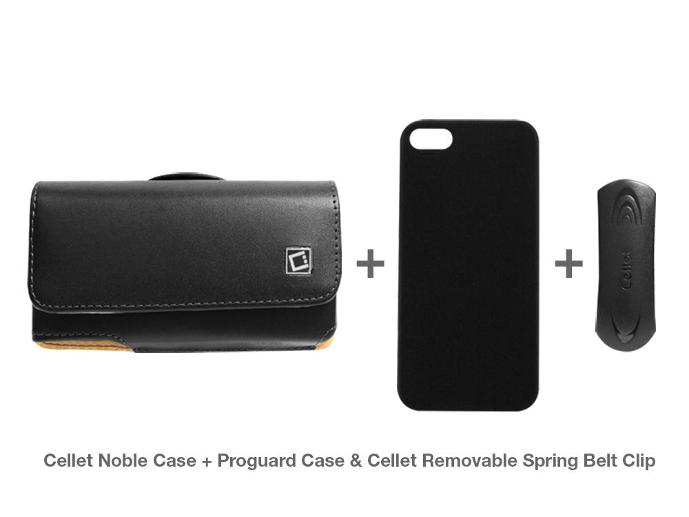 NOBLE5TC - Cellet Noble Case For iPhone 5, 5s, SE + Proguard Case & Cellet Removable Spring Belt Clip