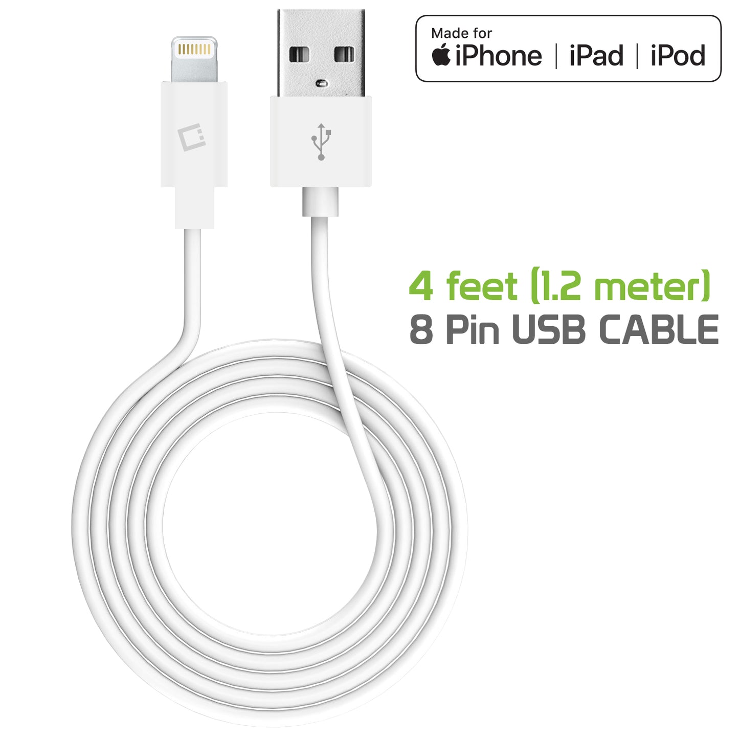 DAAPP5WB -iPhone Charging Cable, Cellet Apple Lightning 8 Pin to USB Sync & Data Charging Cable - White