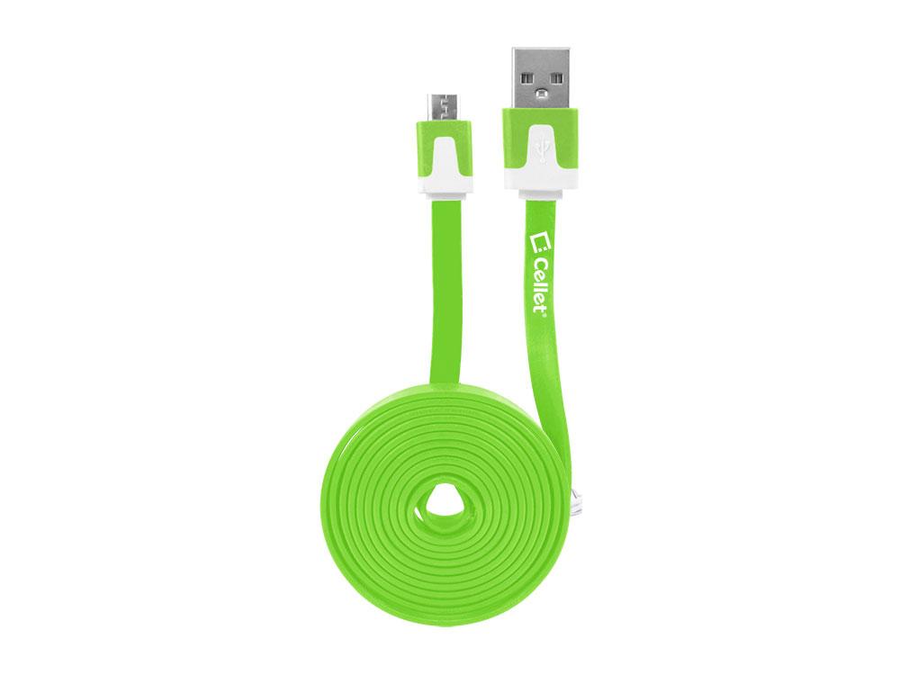 DAMICROHGR - Cellet 4 Ft. Flat Wire Micro USB Charging/Data Cable - Green