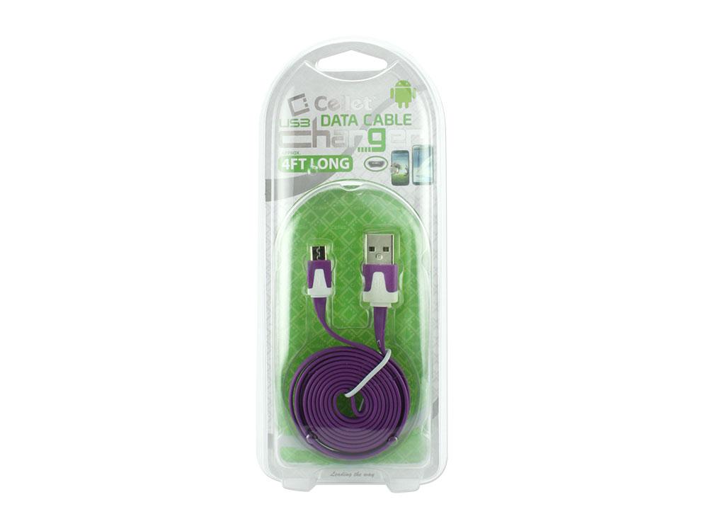 DAMICROHPR - Cellet 4 Ft. Flat Wire Micro USB Charging/Data Cable - Purple