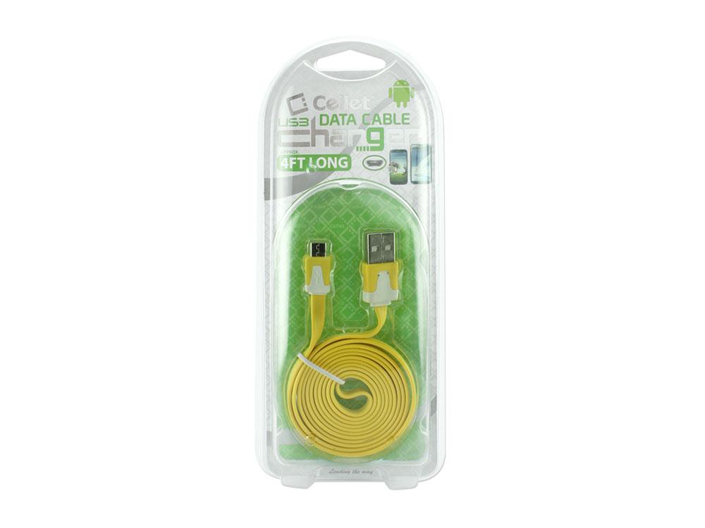 DAMICROHYL - Cellet 4 Ft. Flat Wire Micro USB Charging/Data Cable - Yellow