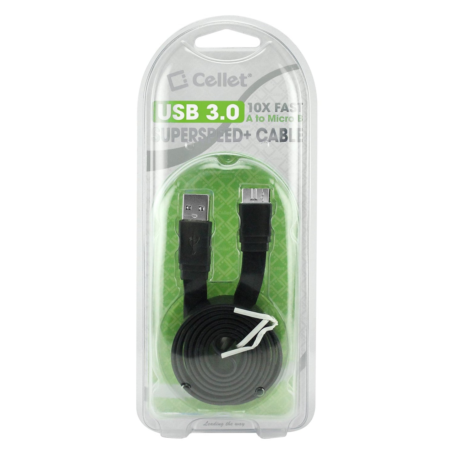 DAUSB30FBK - Cellet SuperSpeed USB 3.0 Type A to Micro-B Flat Cable - Black