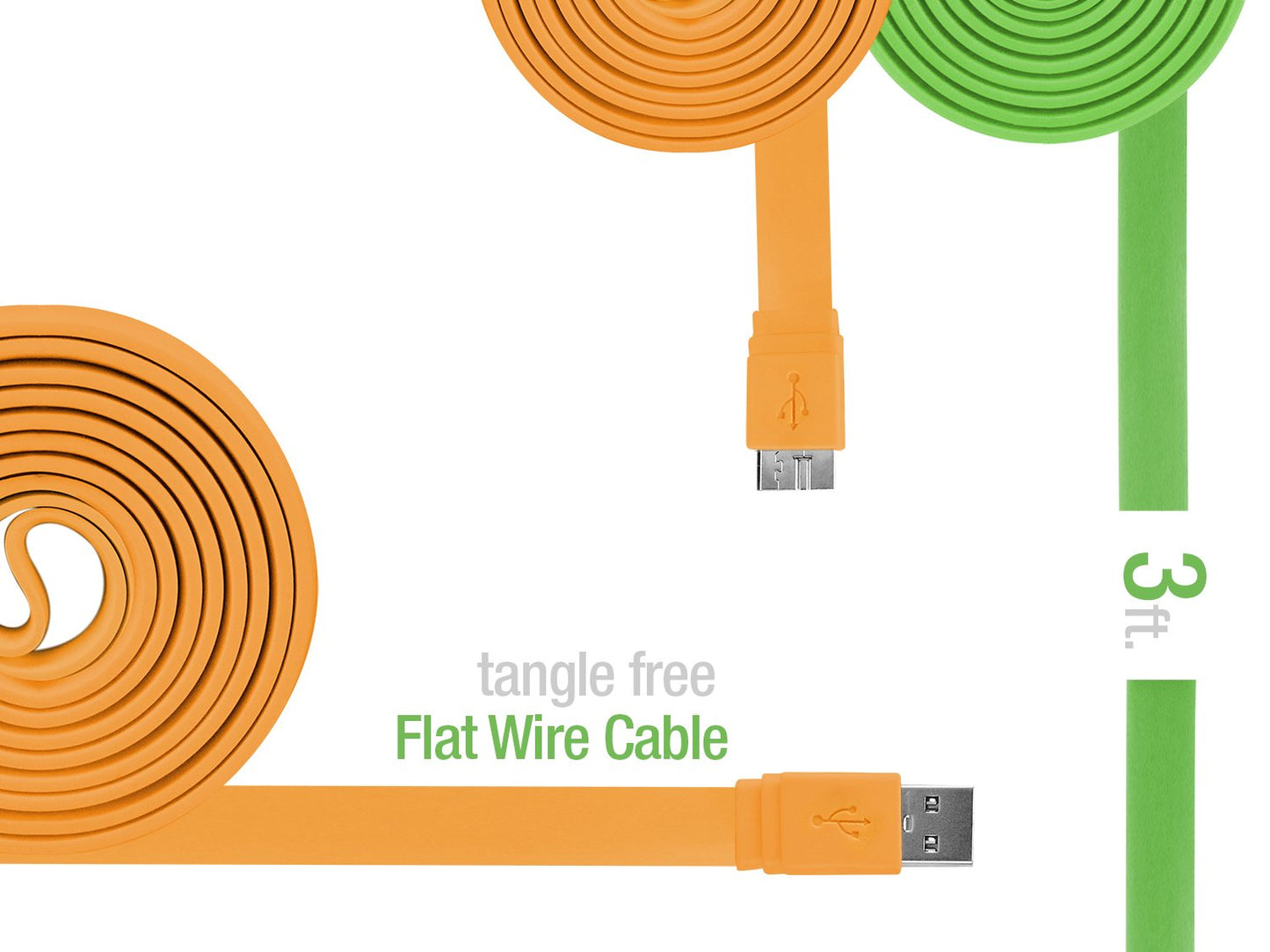 DAUSB30FHPK - Cellet SuperSpeed USB 3.0 Type A to Micro-B Flat Cable - Hot Pink