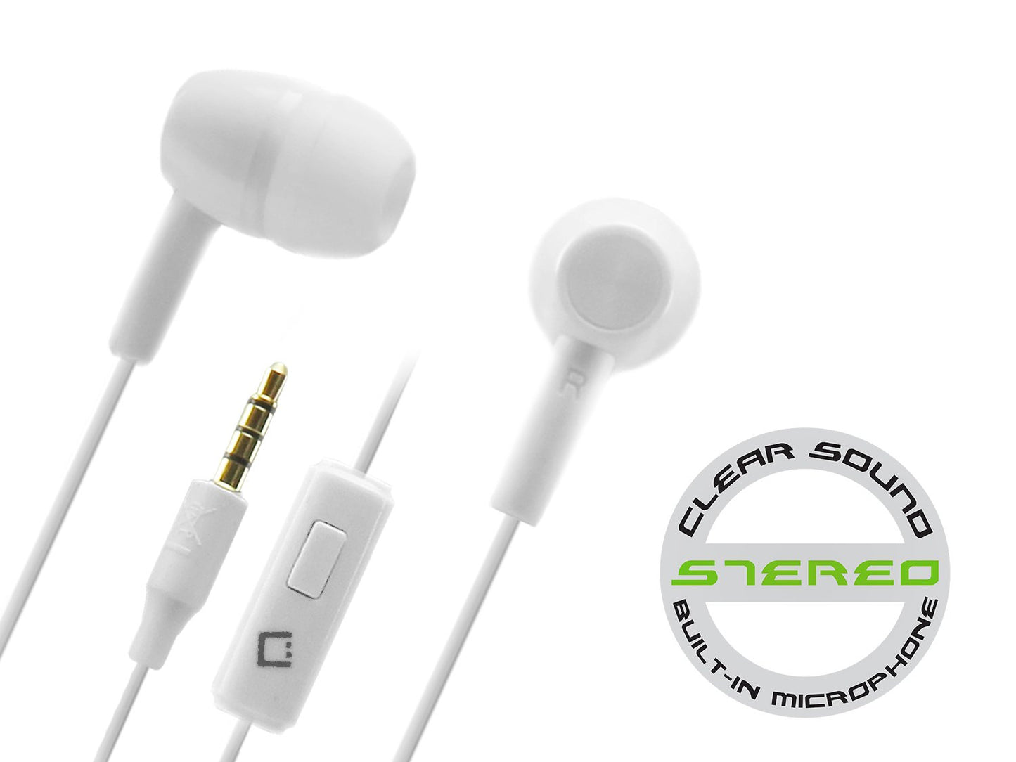 Cellet In-Ear 3.5mm Wired Headphones, Hands-Free Stereo Earbuds with Microphone - White