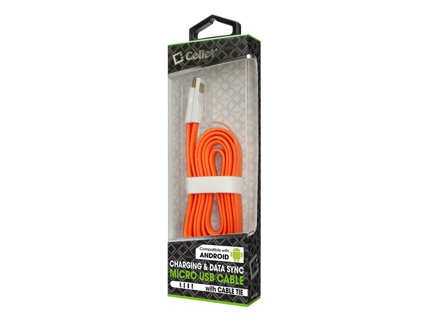 DAMICROGOR - Cellet 3 Ft. Flat Wire Micro USB Charging/Data Sync Cable - Orange