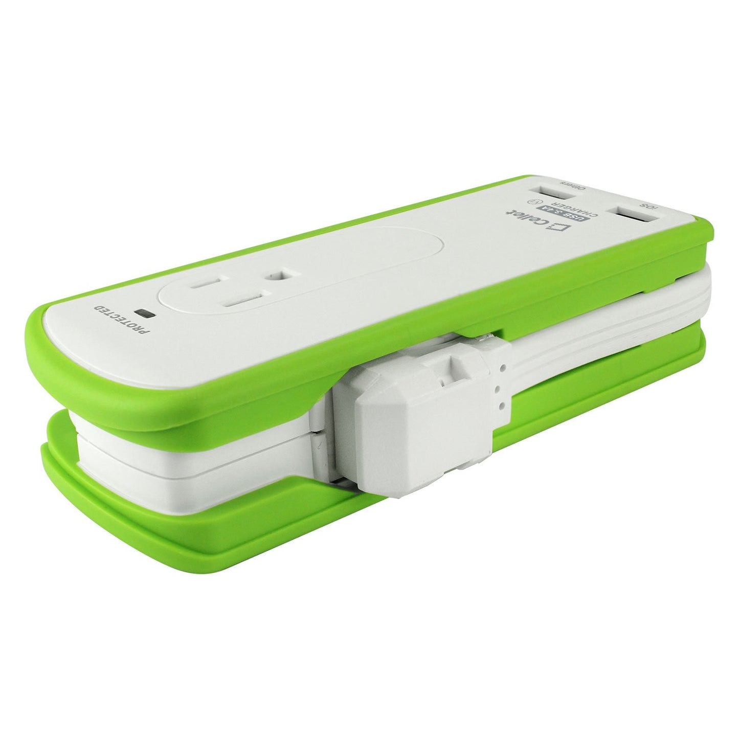 TP565 - Cellet Compact 2 Outlet Surge Protector + Dual optimized for iPhone USB Ports, 3.4Amp high power output Travel Charger (DOE6 and UL Certified)