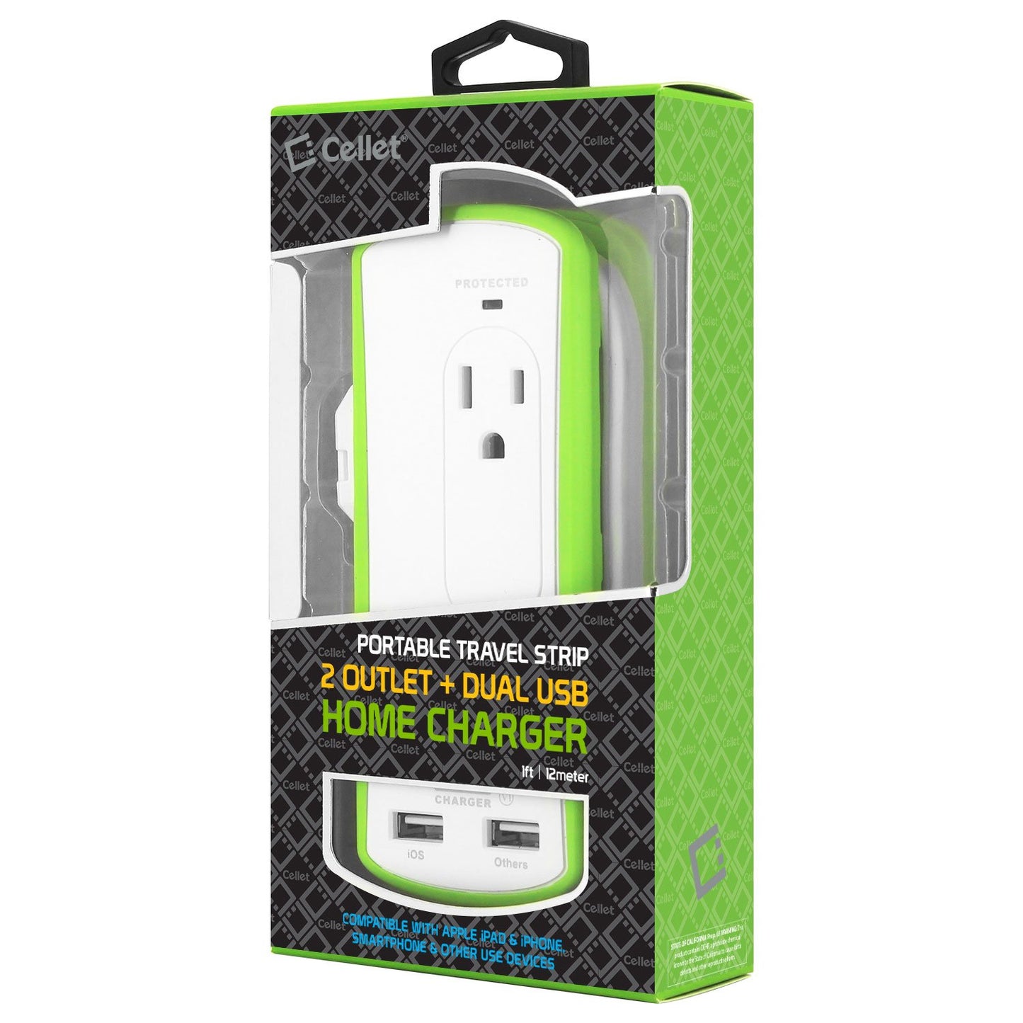 TP565 - Cellet Compact 2 Outlet Surge Protector + Dual optimized for iPhone USB Ports, 3.4Amp high power output Travel Charger (DOE6 and UL Certified)