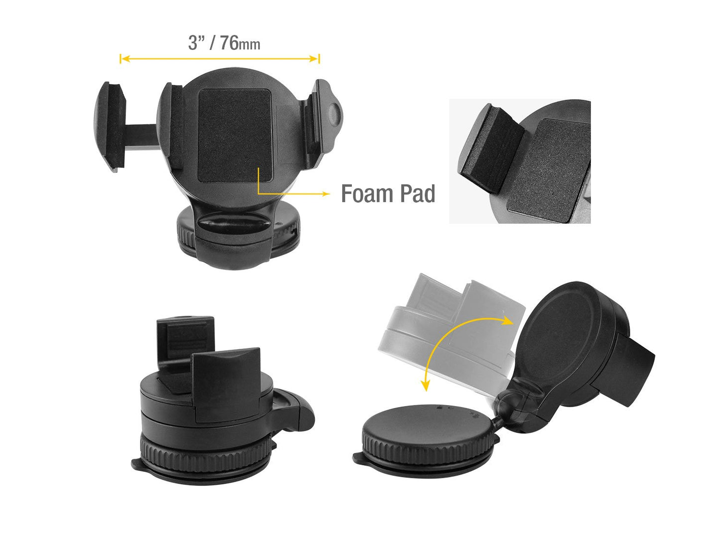 PHHD110 - CyonGear Windshield Dashboard Phone Holder for Phones up to 3 Inches Wides