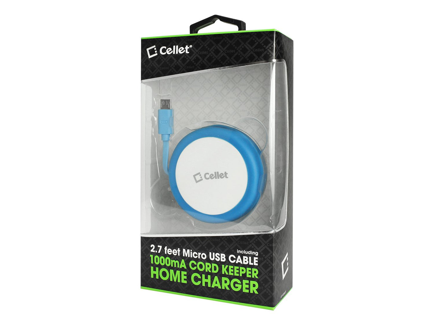 TMMICROBL - Cellet Cord Keeper 5Watt (1Amp) Micro USB Home Wall Charger - Blue