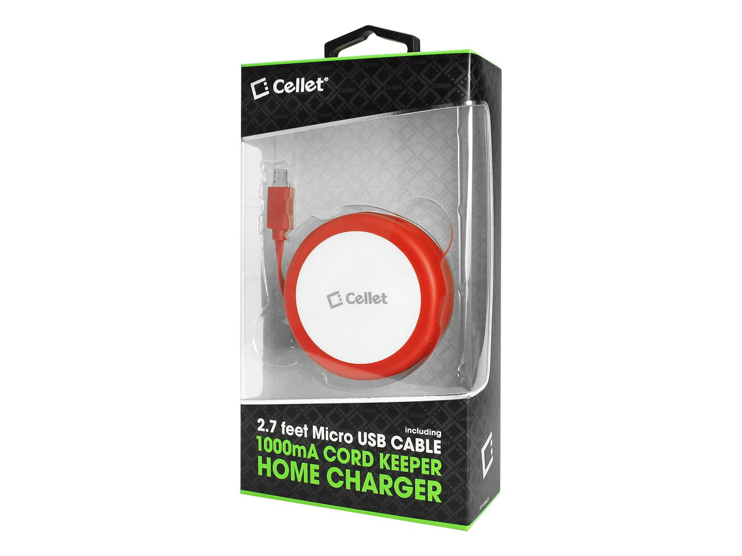 TMMICRORD - Cellet Cord Keeper 5Watt (1Amp) Micro USB Home Wall Charger  &#45; RED