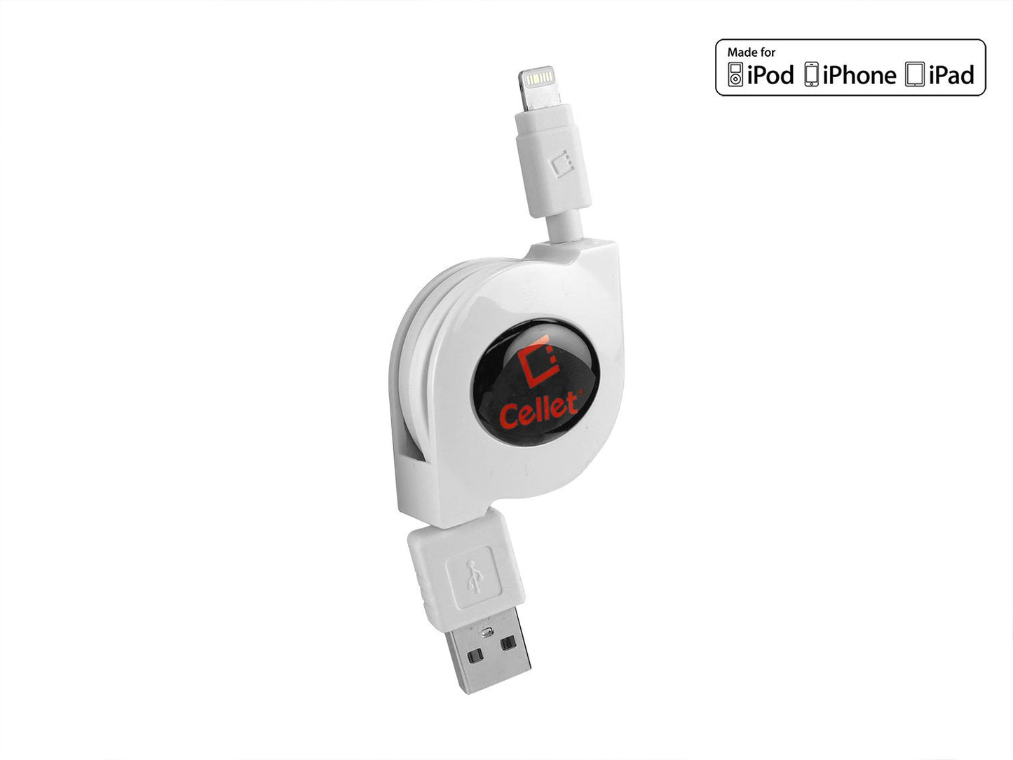 DAAPP8RWT - Retractable iPhone Lightning USB Charging Cable MFI Certified - White