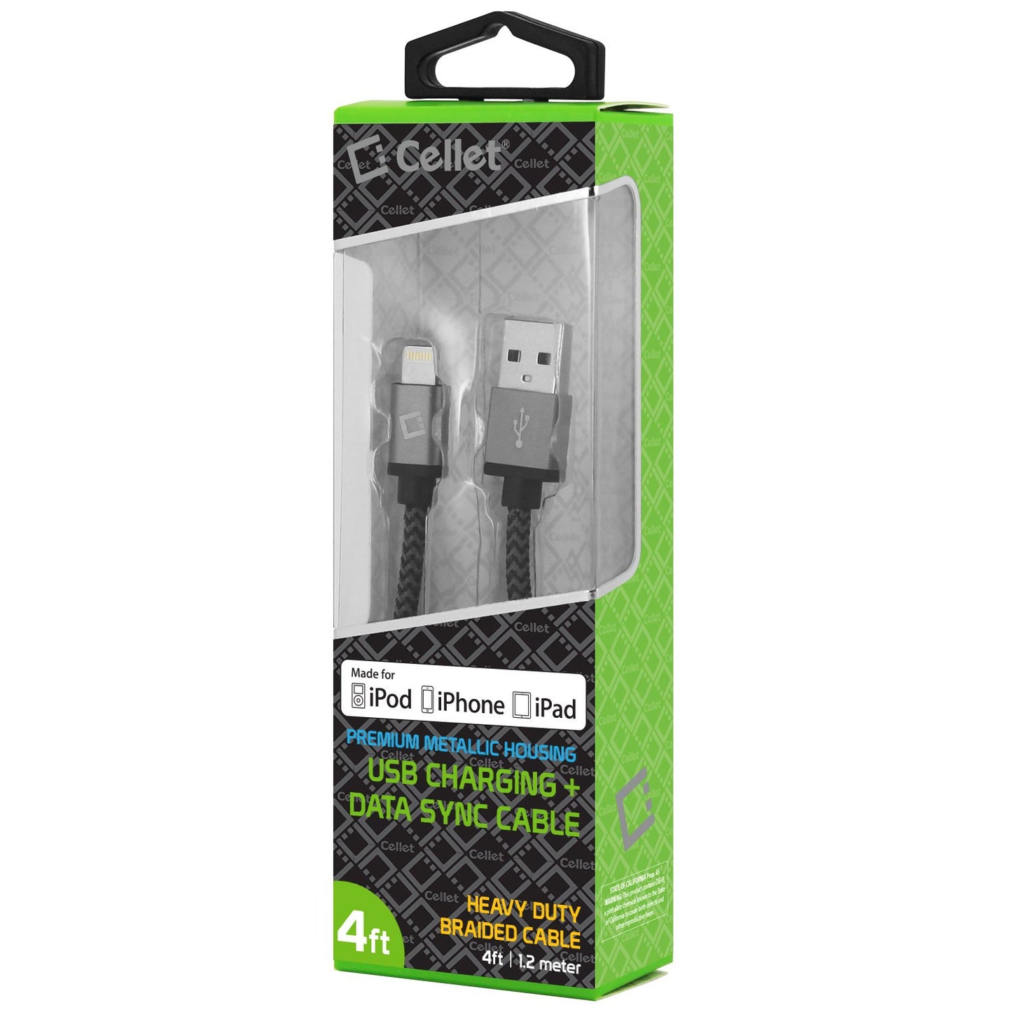 DAAPP5JBK - Cellet Apple Licensed 4 Ft, Lightning 8 Pin to USB Charging / Data Sync Cable - Black