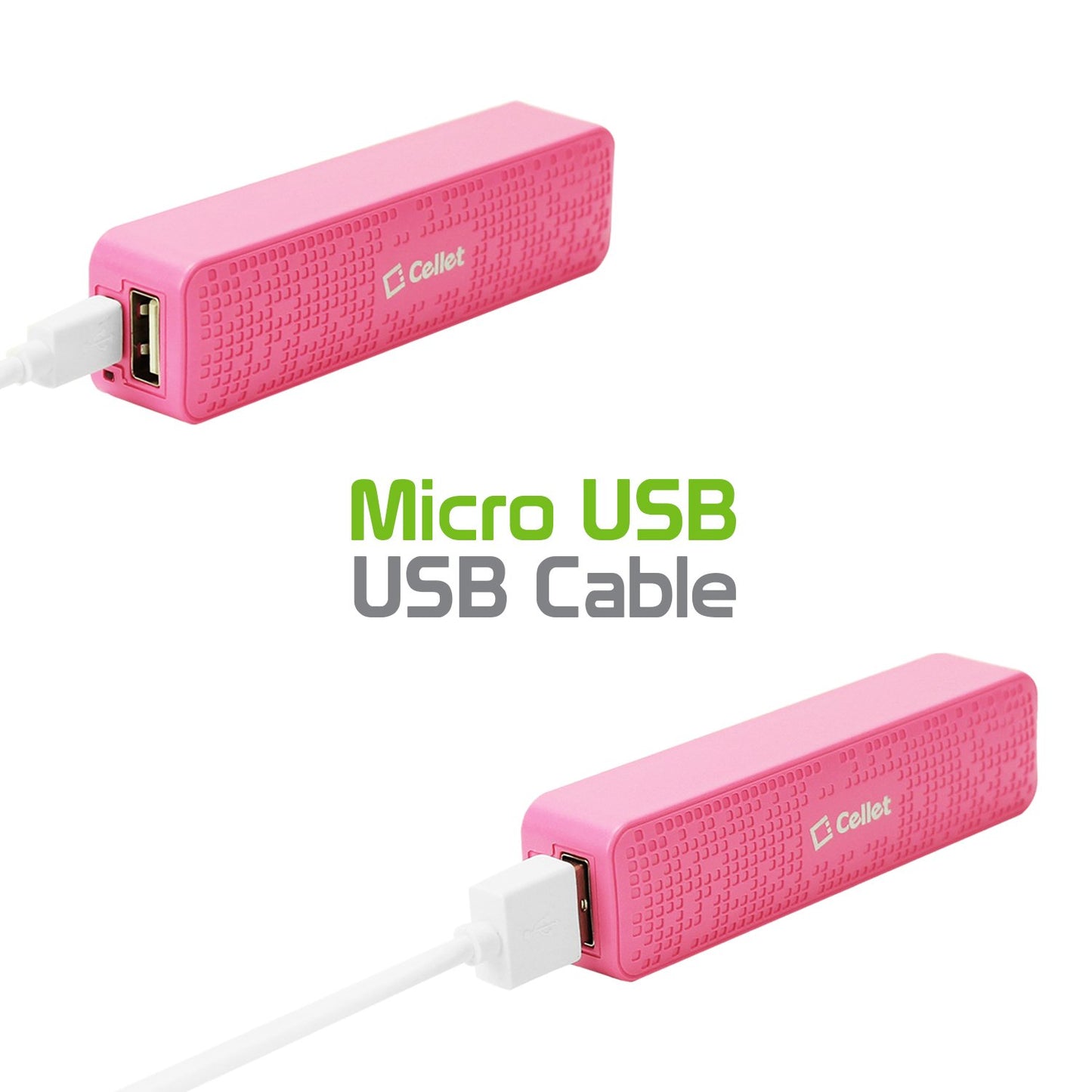 BC2000PK- 2000mAh Power Bank/Portable Charger (Micro USB Cable is included) - Pink