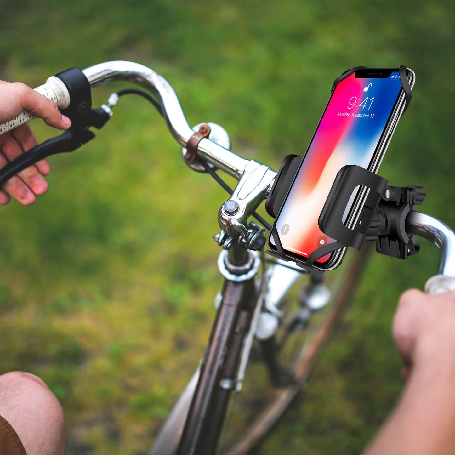 PHM400 - Cellet Universal Bicycle & Motorcycle Holder Mount with One Touch Arm Release Button Compatible to Most Smartphones