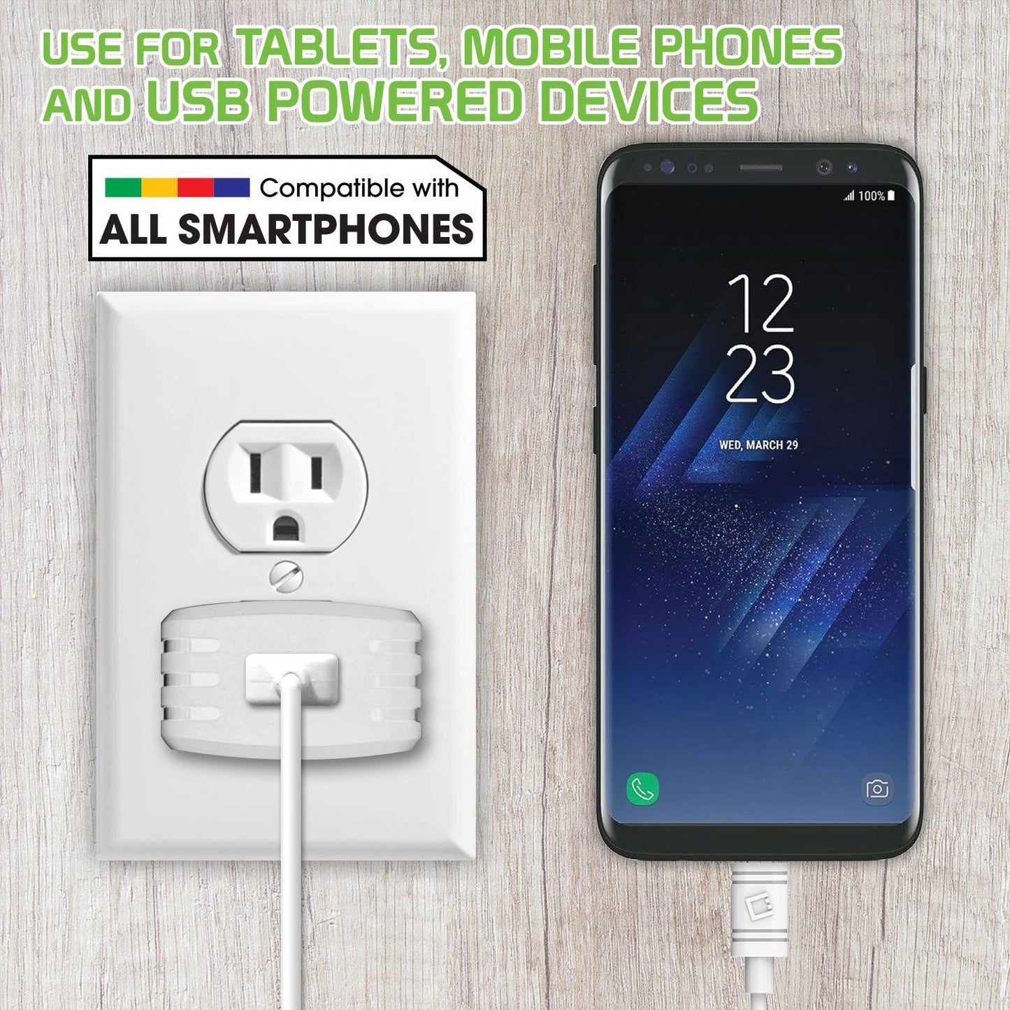 TCUSB21GWT - CyonGear 10W / 2.1 Amp Hi-Powered USB Home Charger - White