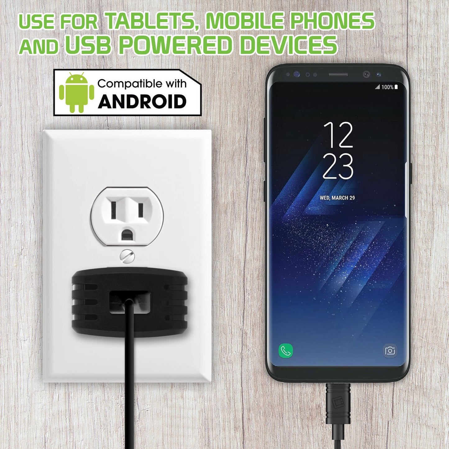 TCMICRO21GBK - CELLET Hi-Powered 10W / 2.1 Amp Home Charger (Micro USB cable included) - Black