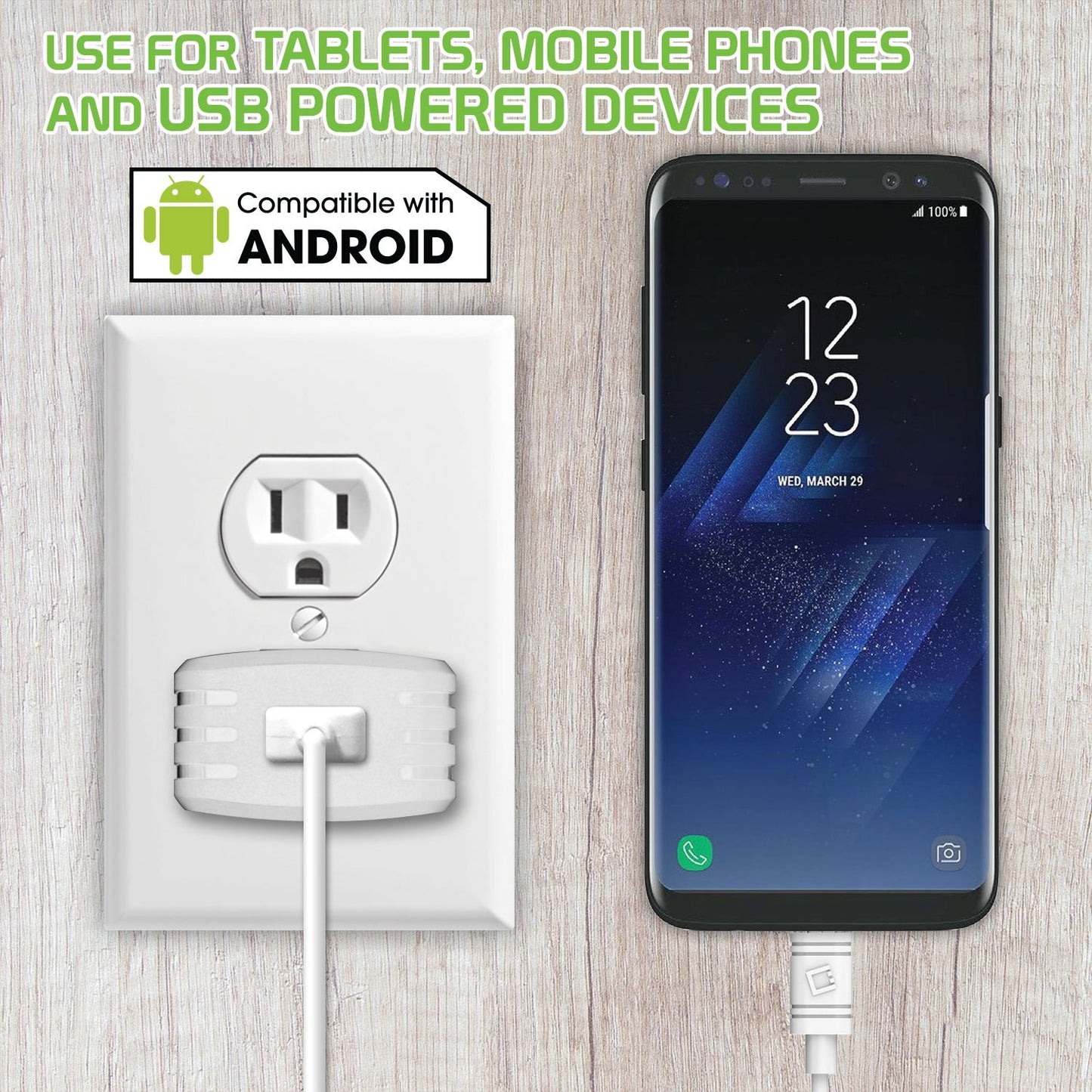 TCMICRO21GWT - Cellet Hi-Powered 10W / 2.1 Amp Home Charger (Micro USB cable included) - White