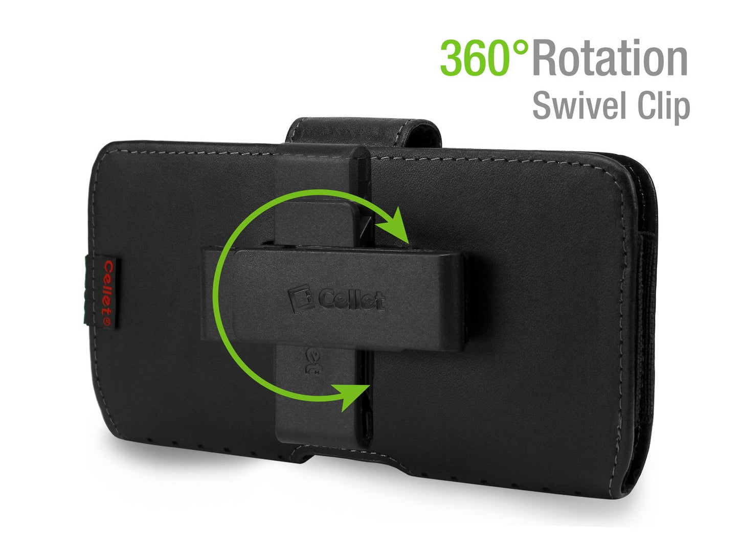 LTERN4H - Cellet Horizontal Teramo Leather Pouch for iPhone 8/8+ GALAXY S8PLUS 7PLUS With Heavy Duty 360 Swivel clip (All Fits with Slim Case On)