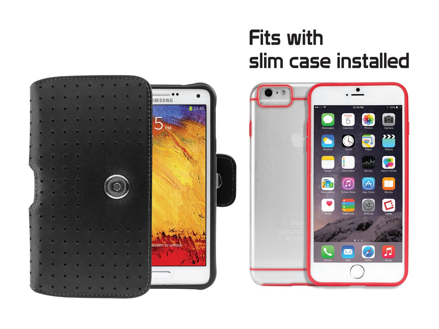 LTERN4H - Cellet Horizontal Teramo Leather Pouch for iPhone 8/8+ GALAXY S8PLUS 7PLUS With Heavy Duty 360 Swivel clip (All Fits with Slim Case On)