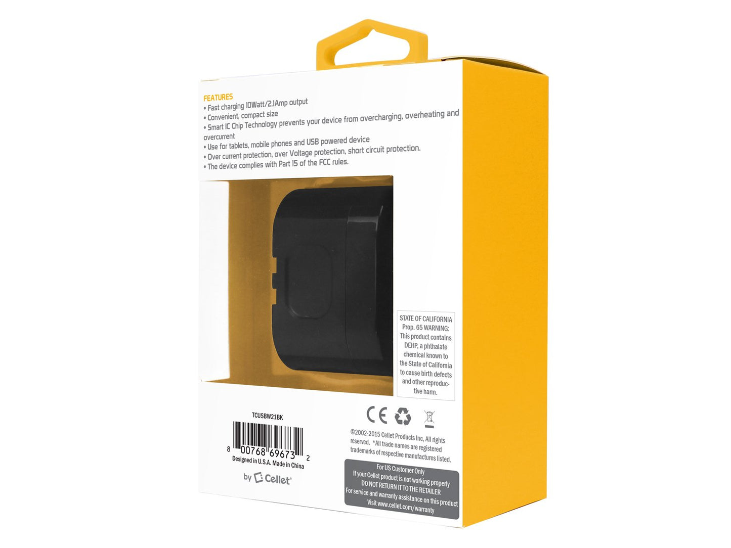 TCUSBW21BK - RUIZ by Cellet High Powered 2.1A (10W) USB Home Wall Charger - Black
