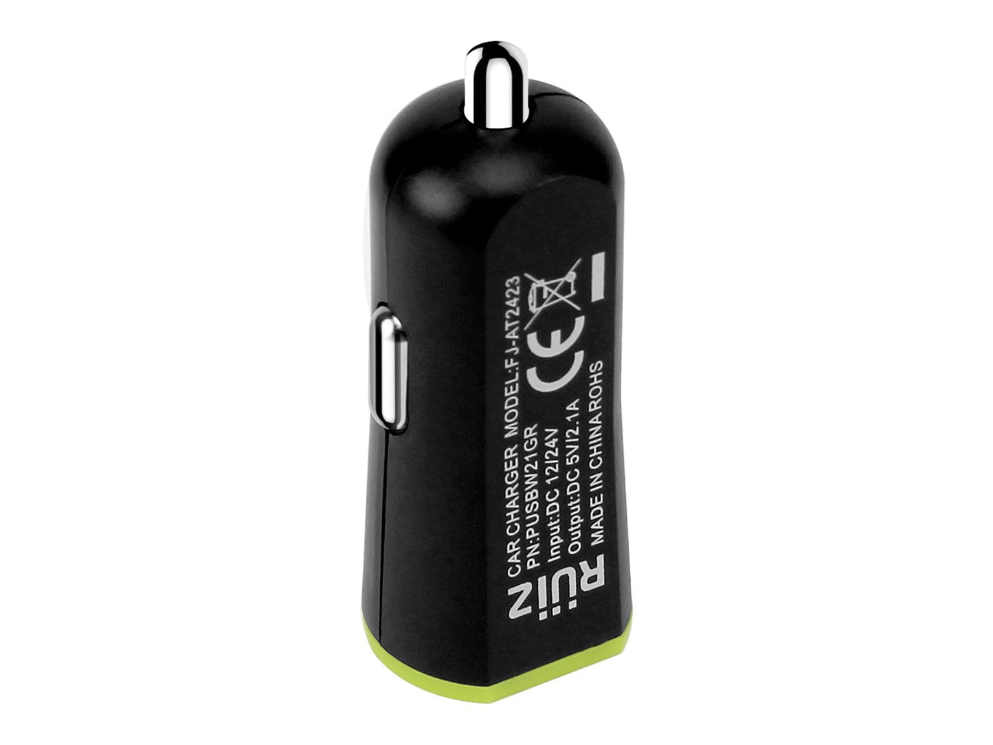 PUSBW21GR - RUIZ by Cellet Universal 2.1A (10W) USB Car Charger - Black/Green