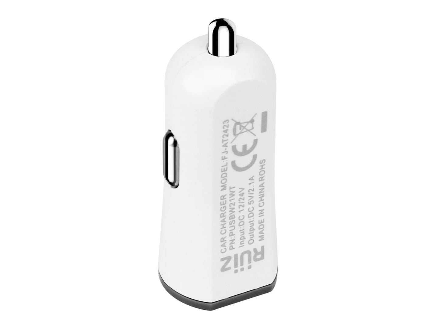 PUSBW21WT - RUIZ by Cellet Universal 2.1A (10W) USB Car Charger - White / Gray