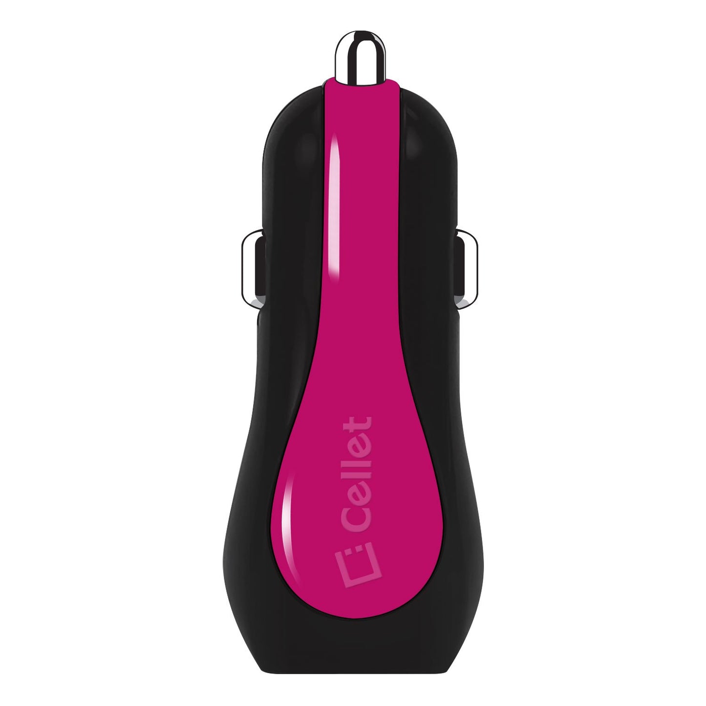 PUSBE21PK - Cellet Prism RapidCharge 12W 2.4A Dual USB Car Charger for Android and Apple Devices - Pink