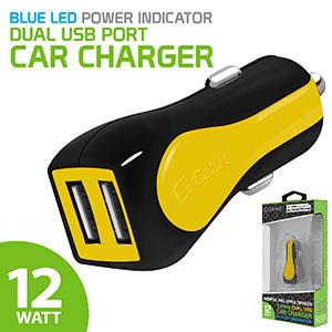 PUSBE21YL - Cellet Prism Rapid Charge 12W 2.4A Dual USB Car Charger for Android and Apple Devices - Yellow