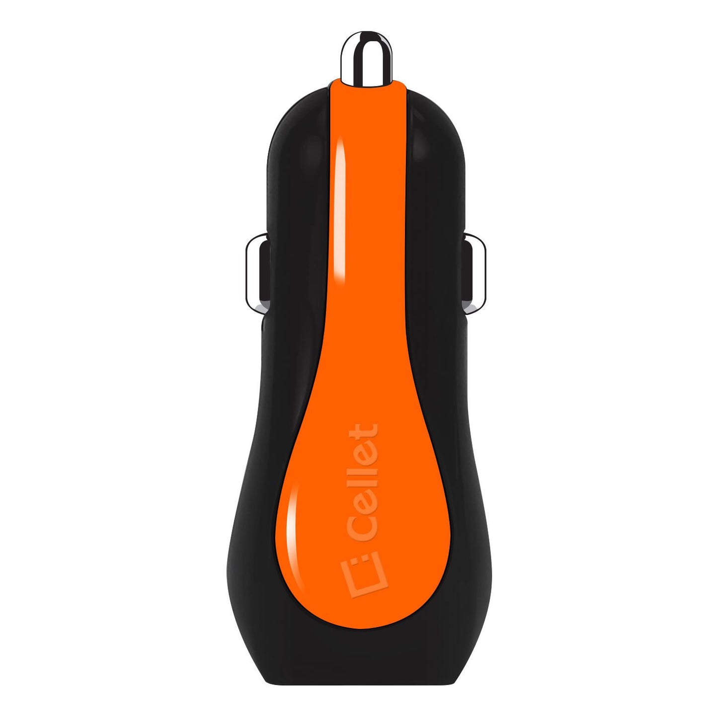 PUSBE21OR - Cellet Prism RapidCharge 12W 2.4A Dual USB Car Charger for Android and Apple Devices - Orange