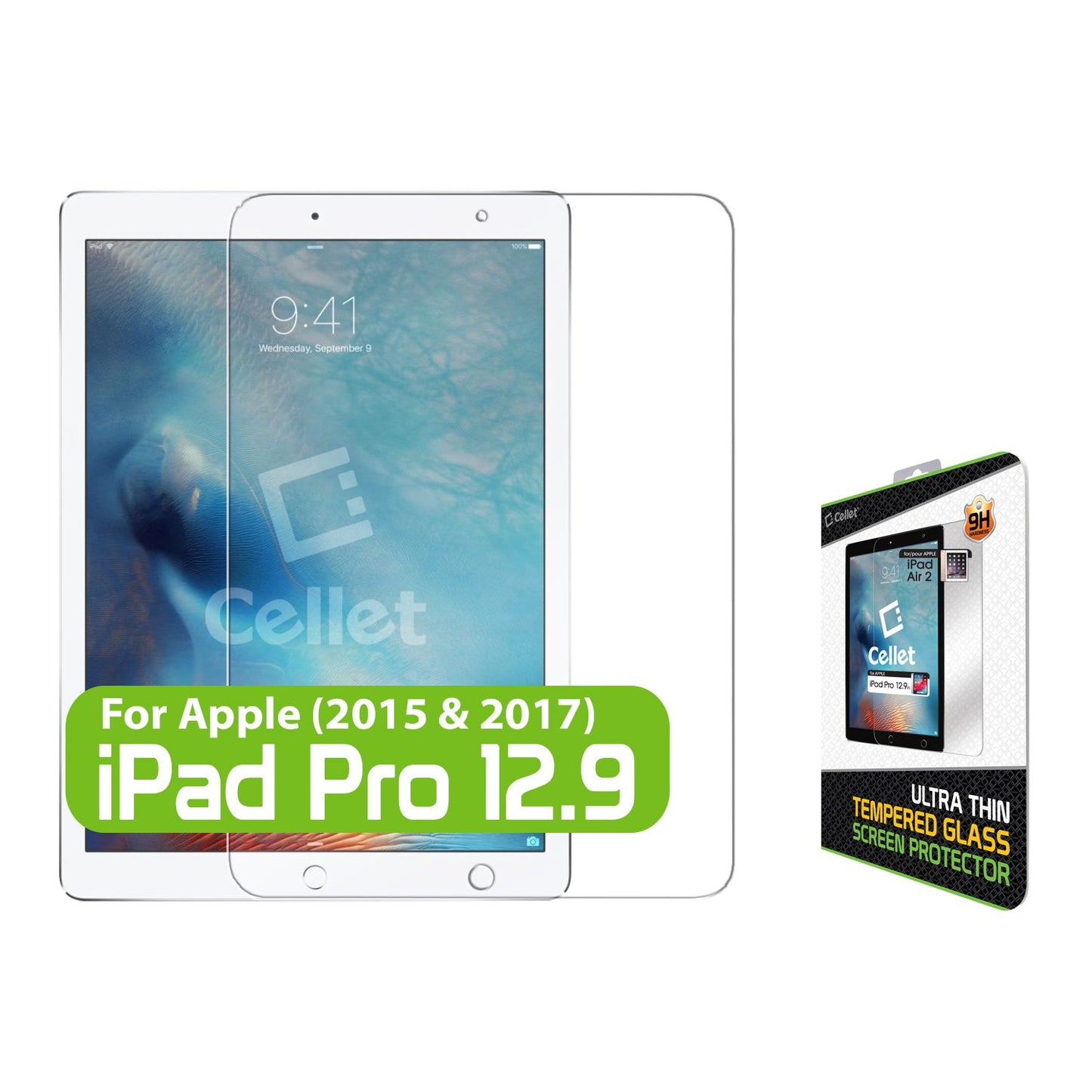 SGIPHPRO129 - Cellet iPad Pro 12.9-inch Tempered Glass Screen Protector (2017), Cellet 0.3mm Premium Tempered Glass Screen Protector