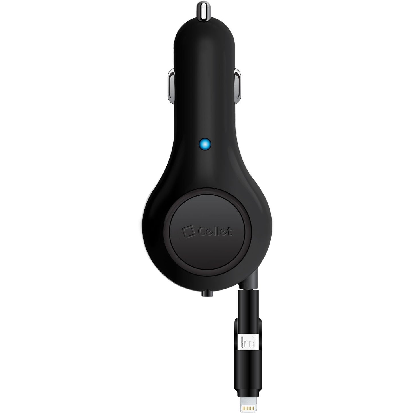PAPP8R21M- 2 In 1 Micro USB and Lightning USB Retractable Car Charger