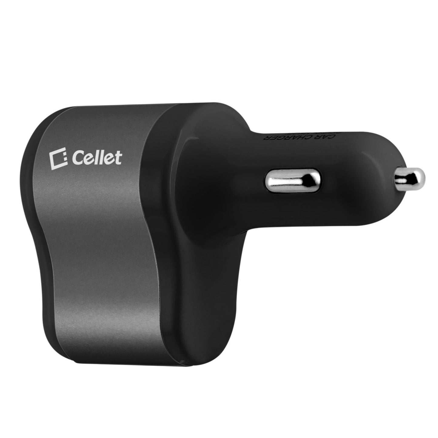 PUSBDC3ABK - Cellet 3 in 1 Car Charger with 2 USB Ports and 1 Car Socket Lighter Adapter - Black/Space Gray