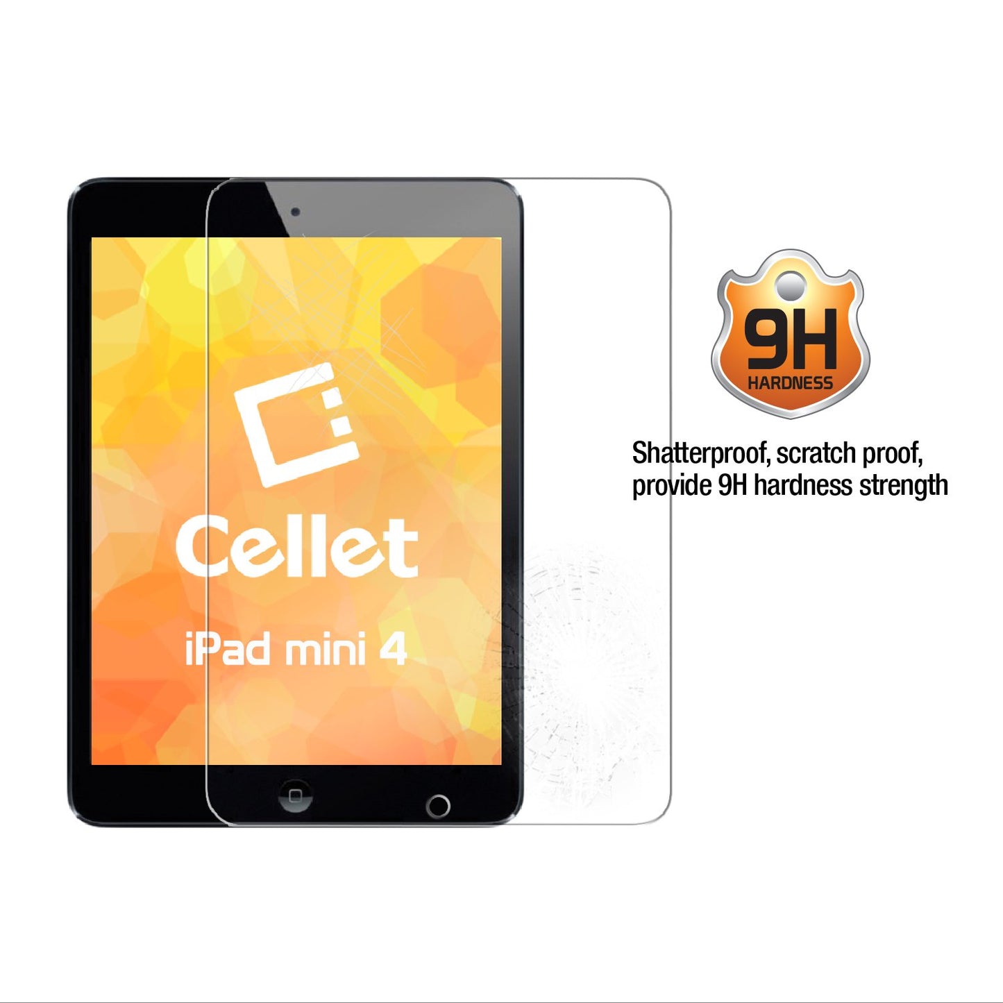 SGIPHMINI4 - iPad Mini 4 Tempered Glass Screen Protector, Cellet Premium Tempered Glass Screen Protector for iPad Mini 4