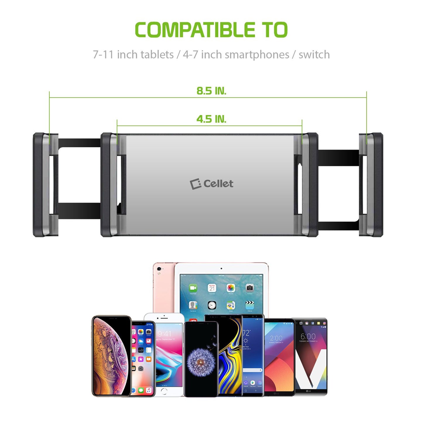 PHX100 - iPad/Tablet Holder, Cellet Gooseneck Tablet & Smartphone Desktop Mount with Spring Grips (Fits Devices 4.75-9 Inches)