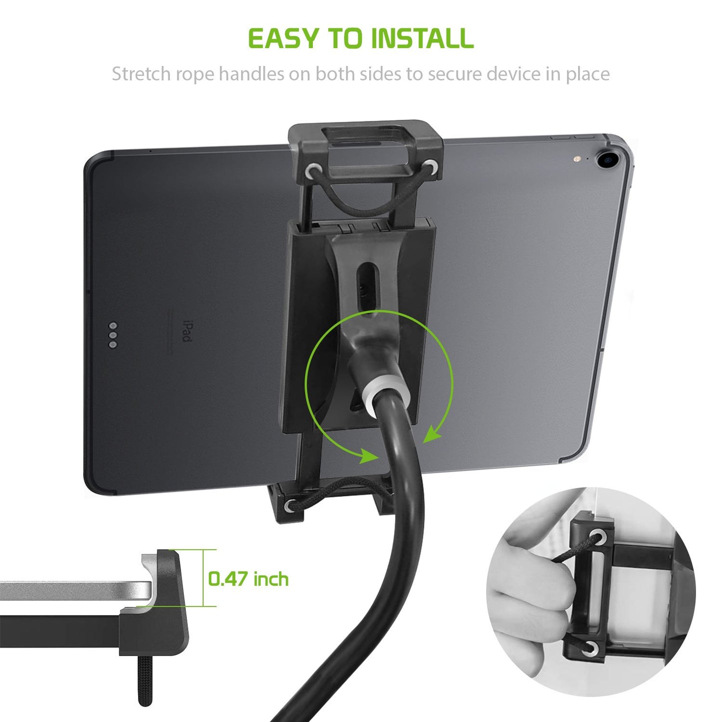 PHX100 - iPad/Tablet Holder, Cellet Gooseneck Tablet & Smartphone Desktop Mount with Spring Grips (Fits Devices 4.75-9 Inches)