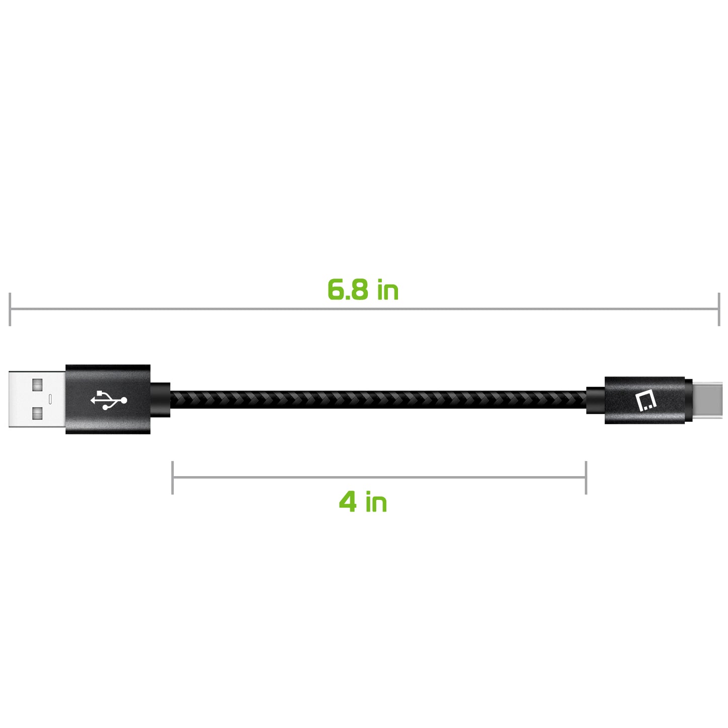 DCA4IN - Type C Cable, Cellet 4 In. Premium Nylon Braided Fast Charging Type C Cable
