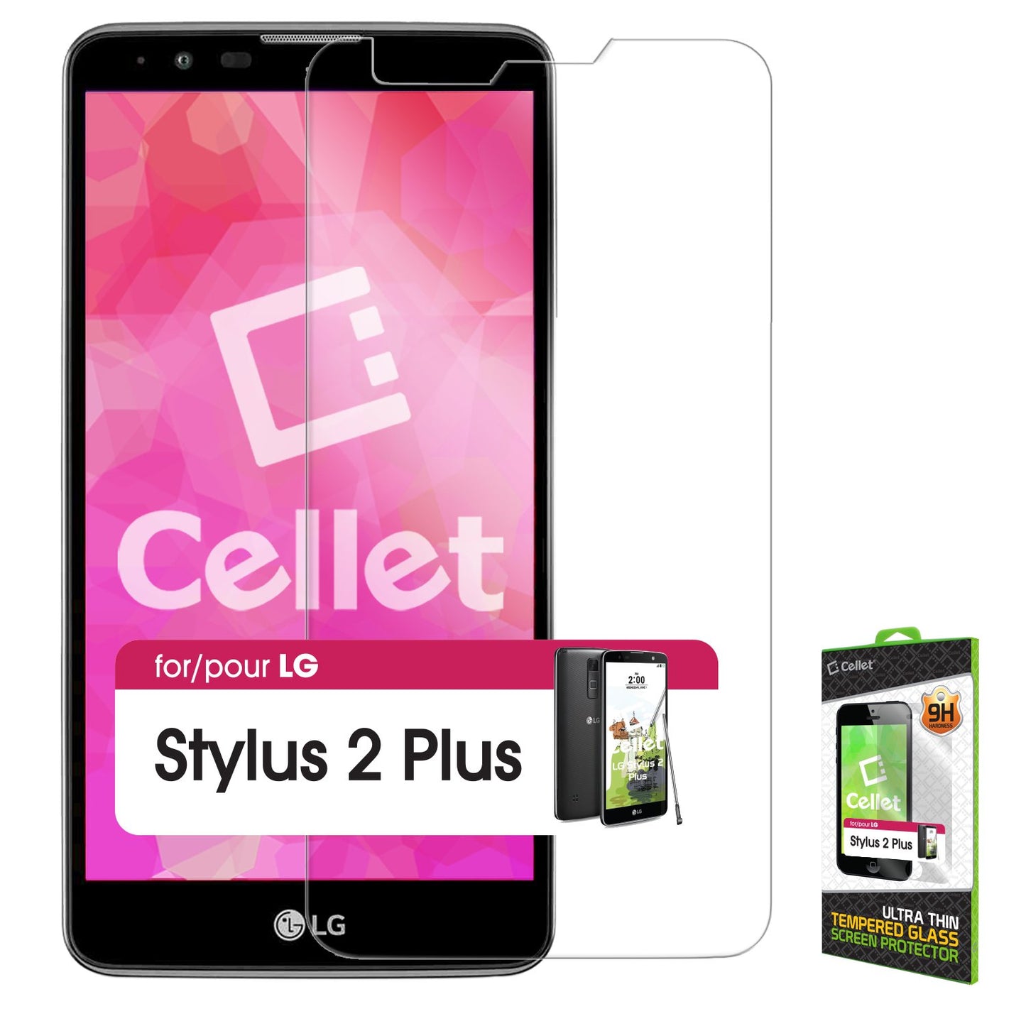 SGLGGSTY2P - LG Stylus 2 Plus, Cellet 0.33mm Premium Tempered Glass Screen Protector for LG Stylus 2 Plus (9H Hardness)