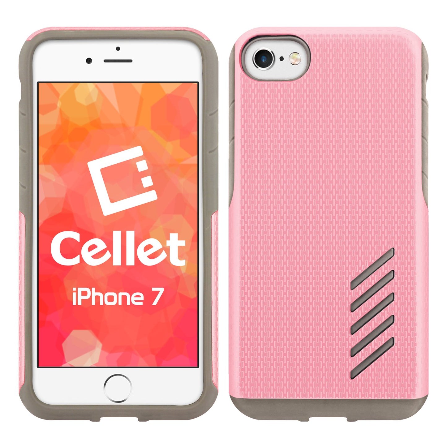 CCIPH75PK - iPhone 8/7 Dual Layer Anti-Slip Aviator Series Heavy Duty Phone Case - Pink/ Gray