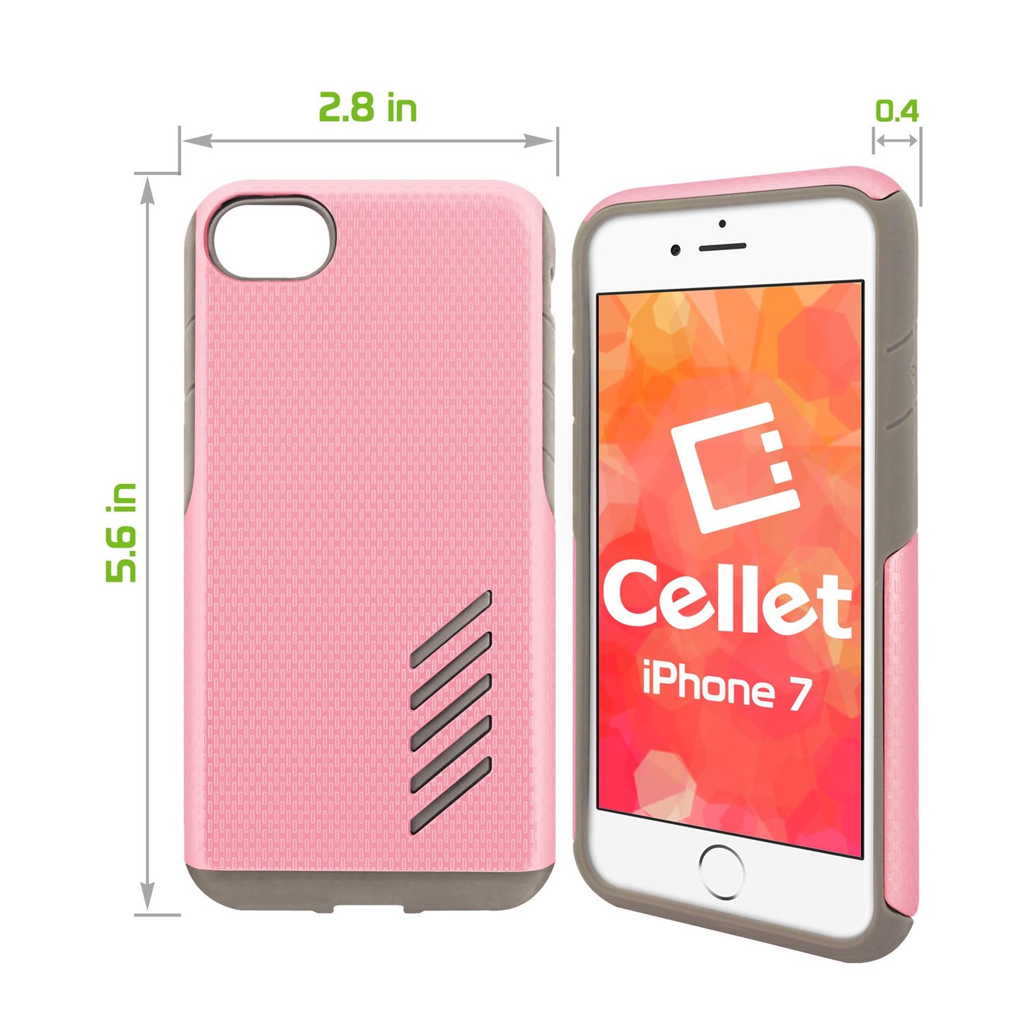 CCIPH75PK - iPhone 8/7 Dual Layer Anti-Slip Aviator Series Heavy Duty Phone Case - Pink/ Gray