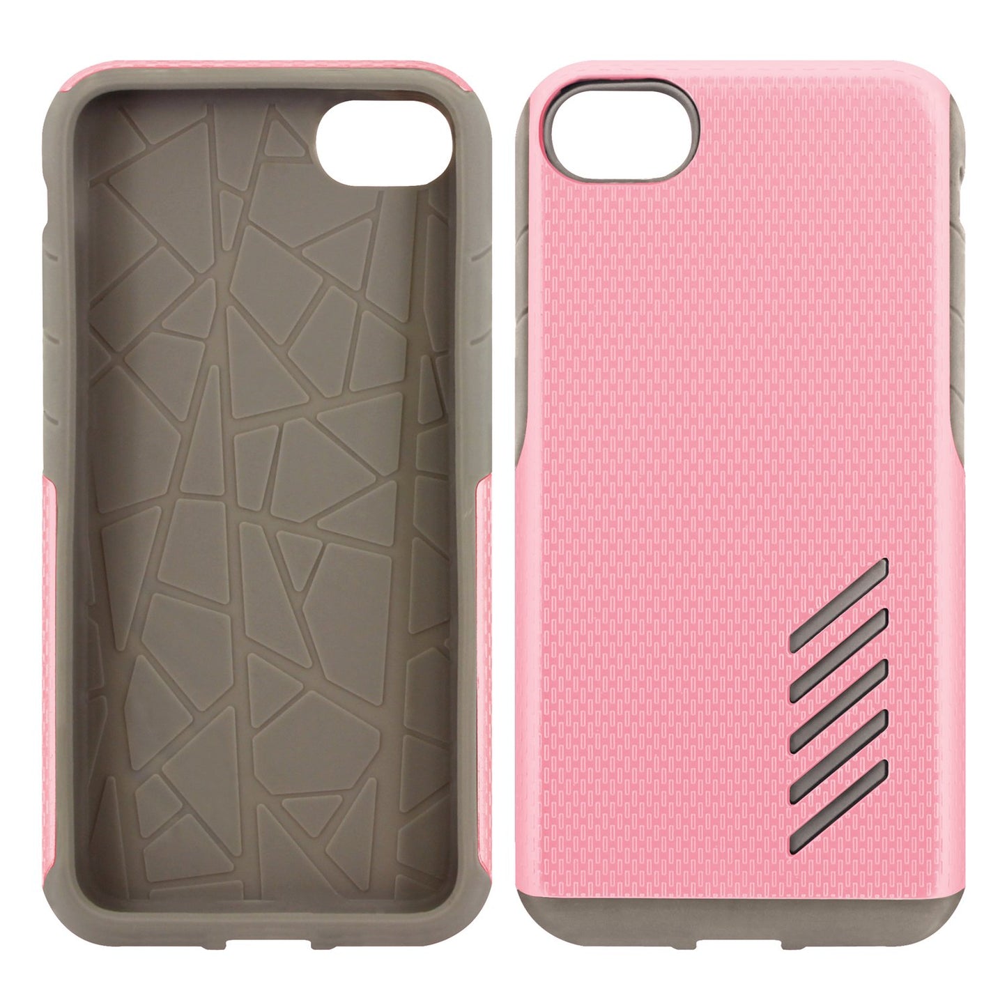CCIPH75PK - iPhone 8/7 Dual Layer Anti-Slip Aviator Series Heavy Duty Phone Case - Pink/ Gray