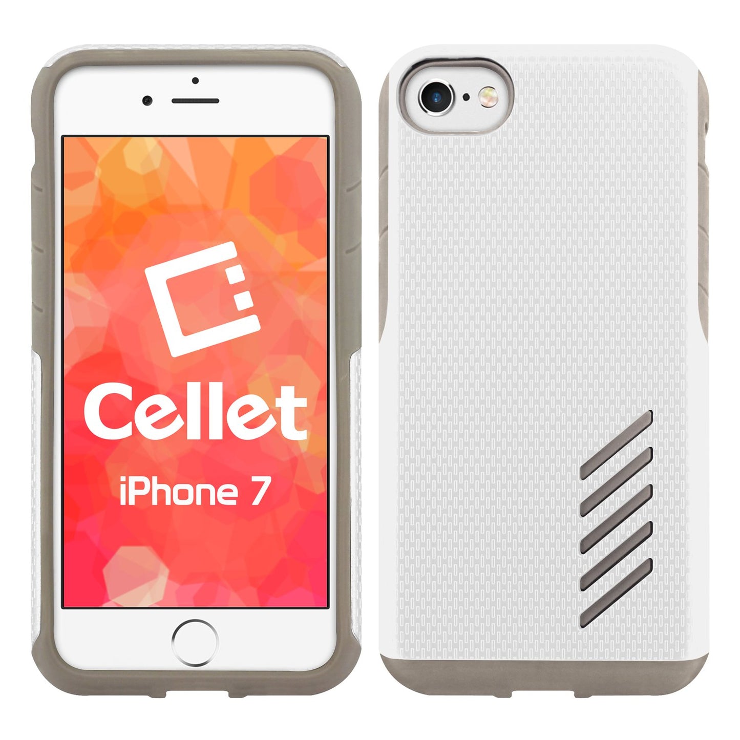 CCIPH75WT - iPhone 8/7 Dual Layer Anti-Slip Aviator Series Heavy Duty Phone Case - White/ Gray