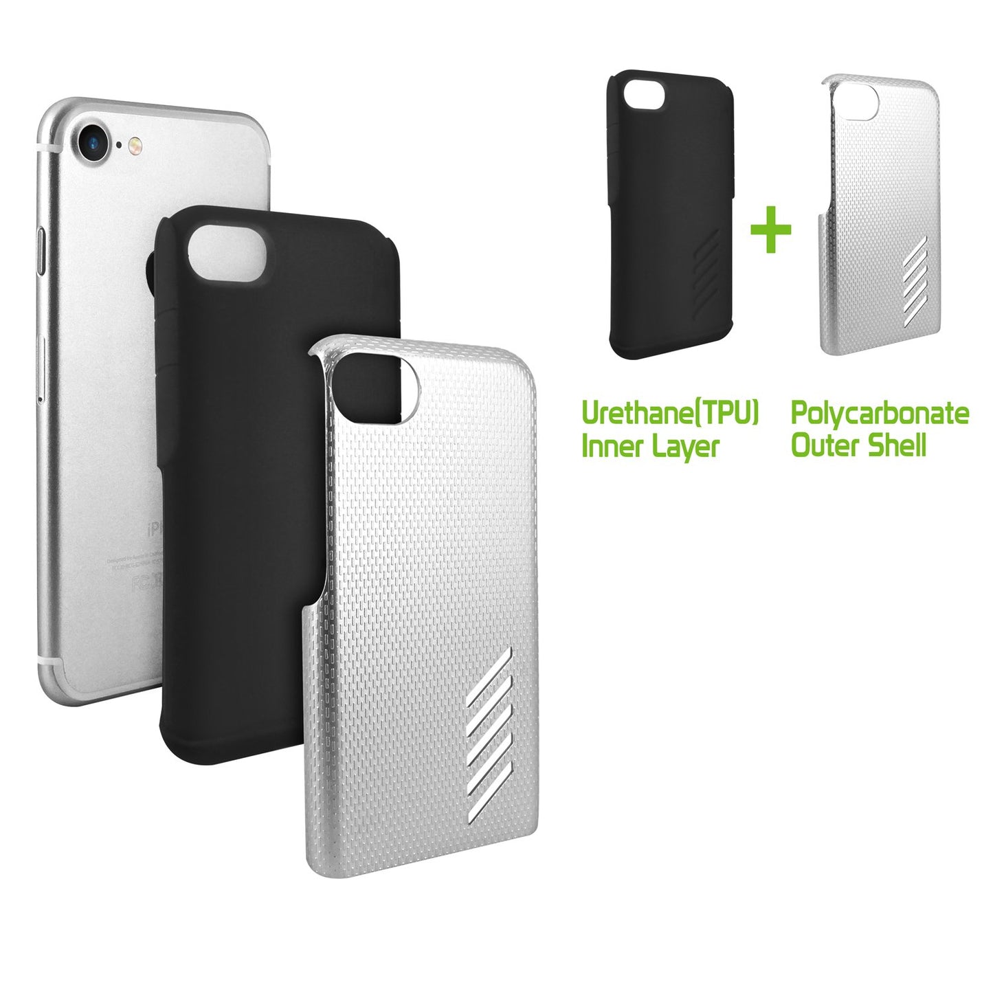 CCIPH75WT - iPhone 8/7 Dual Layer Anti-Slip Aviator Series Heavy Duty Phone Case - White/ Gray