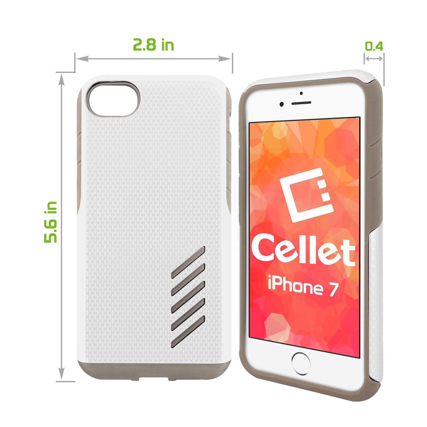 CCIPH75WT - iPhone 8/7 Dual Layer Anti-Slip Aviator Series Heavy Duty Phone Case - White/ Gray